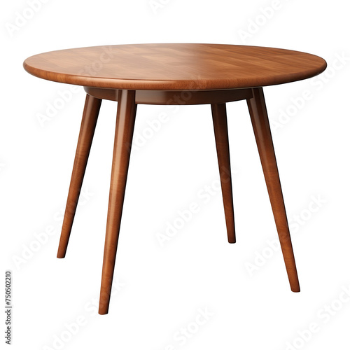 Wooden round table isolated with clipping path.