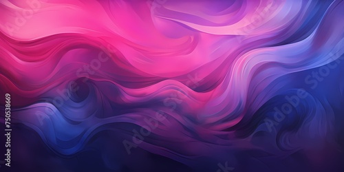 Layers of rich magenta and deep indigo blend harmoniously, casting a spellbinding aura reminiscent of twilight skies, captured within the confines of a dynamic gradient waves illustration.