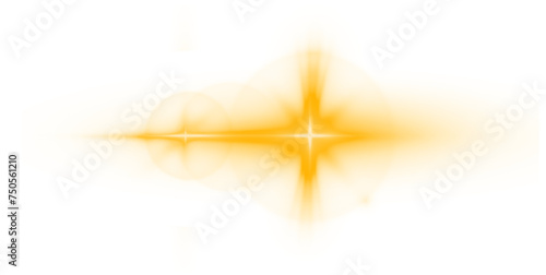 Solar flare with rays and glare. Glow effect. Starbursts with shimmering sparkles. Vector PNG golden sun light effect. 