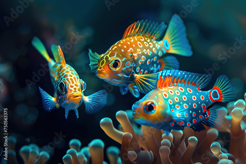 Undersea world. Sea fish. Generative AI