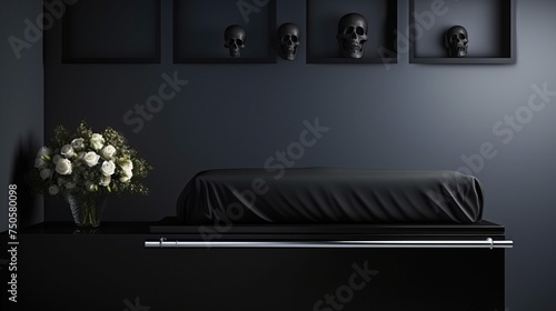 Black traditional mortuary tablet and right space.
