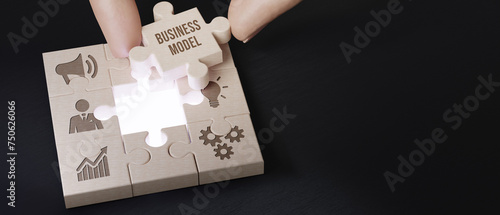 Business, Technology, Internet and network concept. Shows the inscription: BUSINESS MODEL. 3d illustration