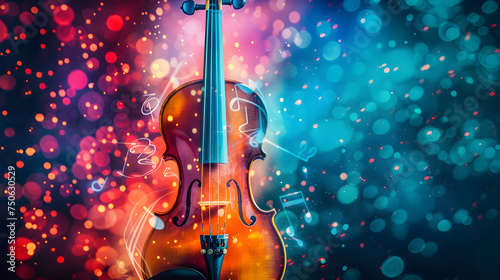 Violin and colourful music notes