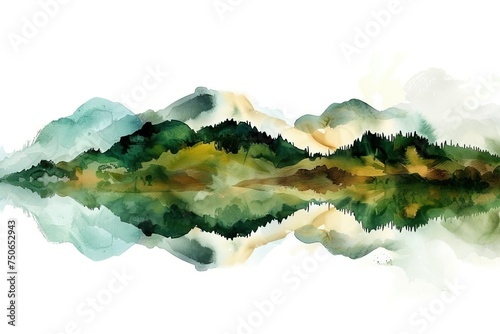 Abstract Landscape Prints water color style,isolate on white,Clip art