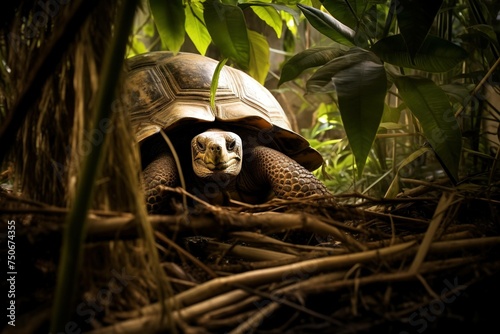 Ploughshare Tortoise in the bamboo forests of Madagascar