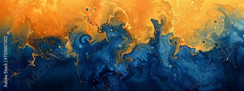 bright orange-yellow background turns into a dark blue background, technical drawing, water color, pencil, illustration, depth feeling, high quality