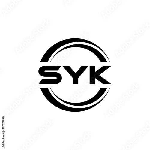 SYK letter logo design with white background in illustrator, vector logo modern alphabet font overlap style. calligraphy designs for logo, Poster, Invitation, etc.