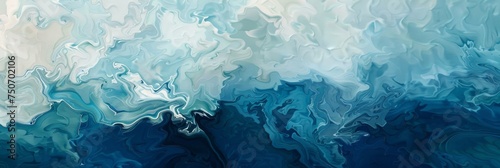 Blue and white fluid art pattern - Calming waves of blue and white in a fluid art pattern reminiscent of ocean waves and natural rhythms