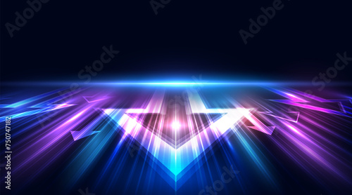 Modern abstract arrows. High-speed technology movement. Dynamic motion on blue background. Movement futuristic pattern for banner or poster. Vector EPS10.