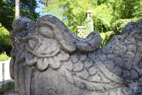 asian stone temple altar in Vincennes garden 