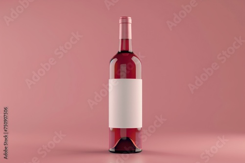 Pink wine bottle on background. Product packaging brand design.
