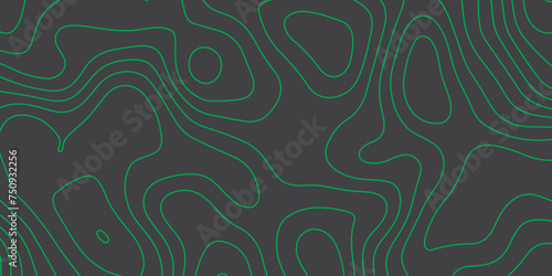 Green topographic pattern background. Abstract green topography curve line on black background