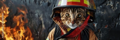Hero Firefighter in Uniform, Young Smiling Fireman, Firefighting Danger Job, Generative AI Illustration