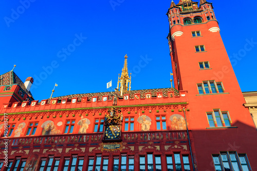 Facade of Basel Town Hall in Basel, Switzerland