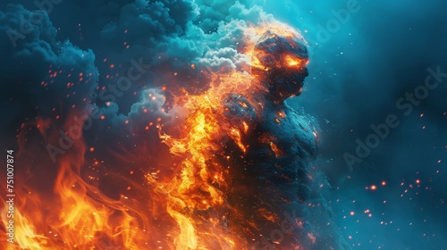 Pyromaniac Concept Blue Background