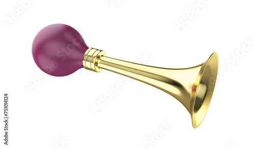 Golden bicycle bulb horn on transparent background