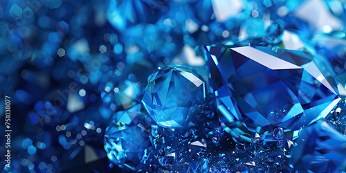 Topaz Twilight Macro Background. A captivating close-up of deep blue topaz gemstones, with sparkling facets and hues reminiscent of a twilight sky, evoking a sense of mystery and tranquility