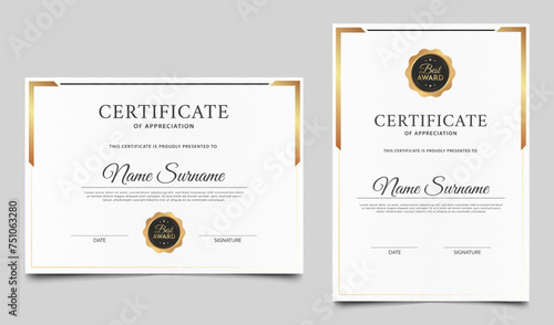Minimalist certificate of appreciation border template. Award diploma vector design