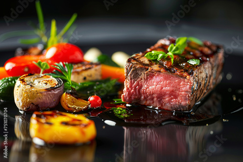 A tip of the tongue, Western premium steak gourmet photography poster background