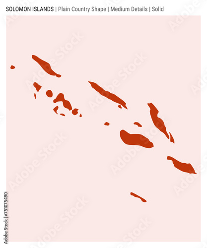 Solomon Islands plain country map. Medium Details. Solid style. Shape of Solomon Islands. Vector illustration.