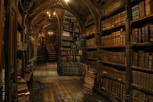 A library storing magical books