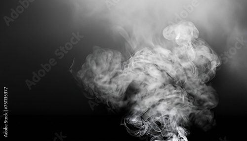 Smoke on black background with white copy space; silhouette style