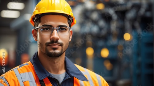 Portrait of male engineer worker wearing safety uniform
