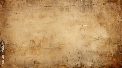 Dirty and stained vintage grunge brown blank parchment paper sheet background texture