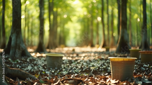 Rubber tree plantation. Rubber tapping in rubber