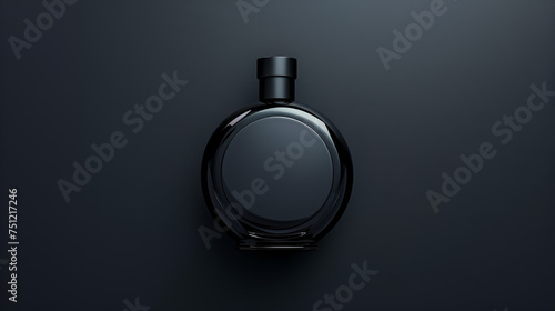 Mockup of black fragrance perfume bottle mockup on dark background. copy space. generative ai