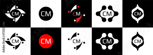 CM logo. C M design. White CM letter. CM, C M letter logo design. Initial letter CM linked circle uppercase monogram logo. C M letter logo vector design five style.