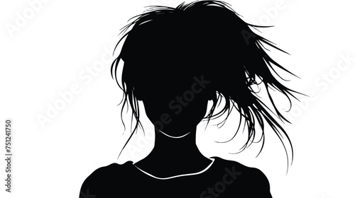 Young woman faceless cartoon in black and white isolated