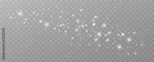 Shining stars.White shiny particles on a transparent background.Sparkling star dust.For packaging of children's toys, gifts, cards, banners.Vector.