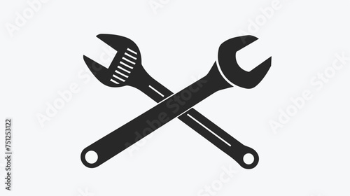 Simple Wrench and screwdriver or tools solid black icon