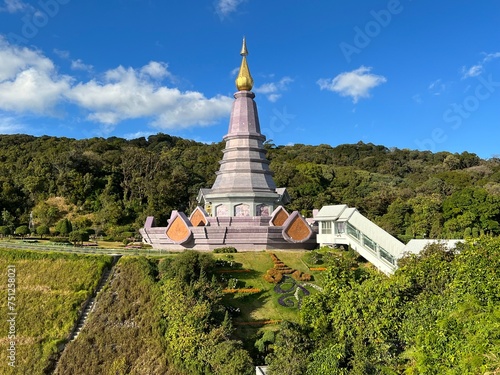 Pra Mahatat Noppamethanedon and Pra Mahatat Nopphonphusiri are the two very famous pagodas at Doi Inthanon mountain, Chiang Mai, Thailand
