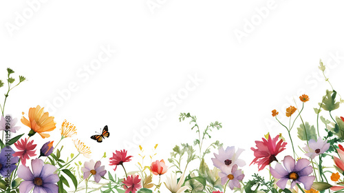 dainty wildflowers as a frame border, isolated with copyspace