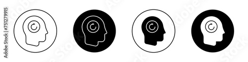 Memory Recall Icon Set. Recall flashback remembrance vector symbol in a black filled and outlined style. Mind Revisit Sign.