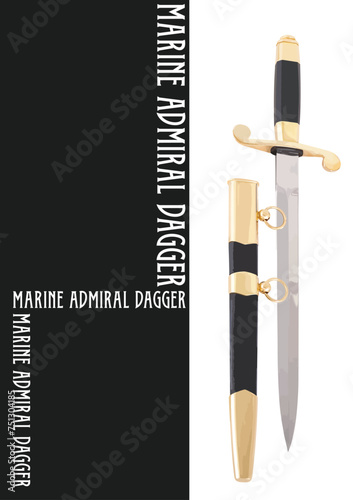 Marine Admiral dagger. 3d color vector