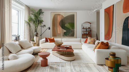 Postmodern Panache: The Color-Blocked Living Room