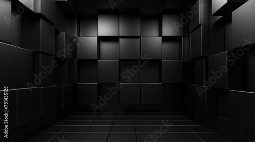The black square background exudes minimalist sophistication in its design