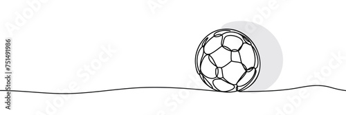 A single continuous line of a soccer ball silhouette. vector illustration.