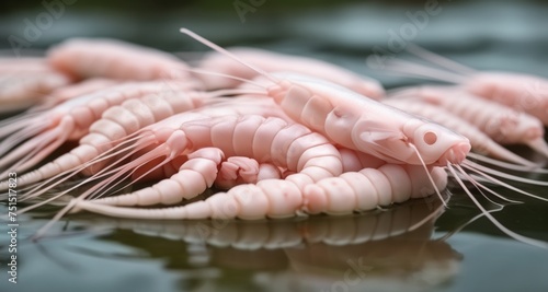  Pink crustacean in shallow water