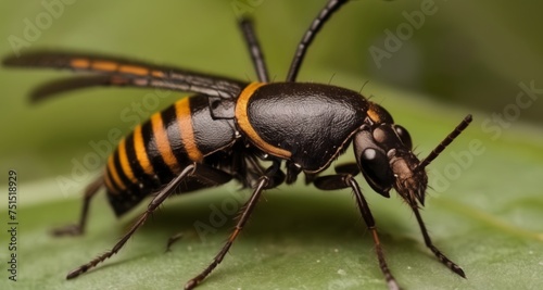  A close-up of a strikingly patterned insect