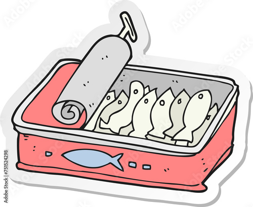 sticker of a cartoon can of sardines