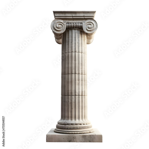 Ancient Greek column isolated on transparent