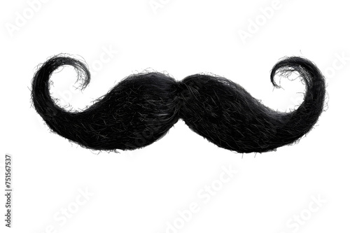 Curly black mustache isolated on transparent background