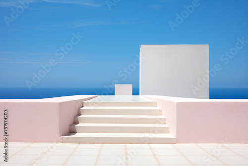 Escaliers minimalistes vers l'horizon