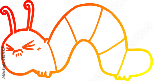 warm gradient line drawing cartoon angry caterpillar