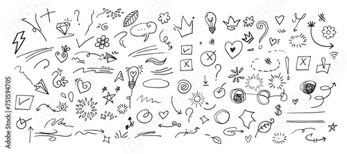 Doodle element vector set for concept. Vector illustration.