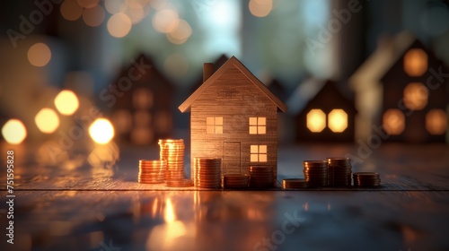 property, investment, real estate, home, house, mortgage, finance, wealth, asset, background. Investment property concept miniature model, save your money and invest in Real Estate. generative AI